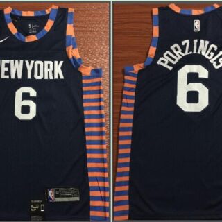 Knicks 6 Kristaps Porzingis Navy 2018-19 City Edition Nike Swingman Jersey