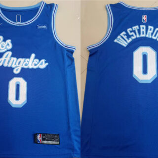 Lakers 0 Russell Westbrook Blue Nike Swingman Jersey