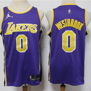 Lakers 0 Russell Westbrook Purple Jordan Brand Diamond 75th Anniversary City Edition Swingman Jersey