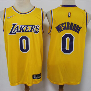 Lakers 0 Russell Westbrook Yellow Nike Diamond 75th Anniversary Swingman Jersey