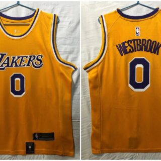 Lakers 0 Russell Westbrook Yellow Nike Swingman Jersey