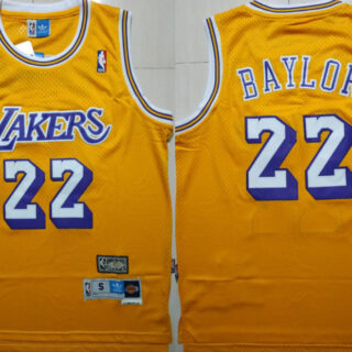 Lakers 22 Elgin Baylor Yellow Hardwood Classics Jersey