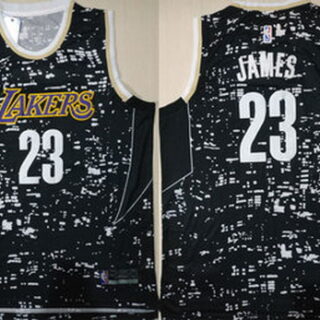 Lakers 23 Lebron James Black City Luminous Nike Swingman Jersey