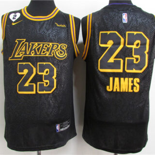 Lakers 23 Lebron James Black Mamba 2 Heart Gigi Patch Nike Swingman Jersey