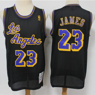Lakers 23 Lebron James Black Mesh Hardwood Classics Jersey