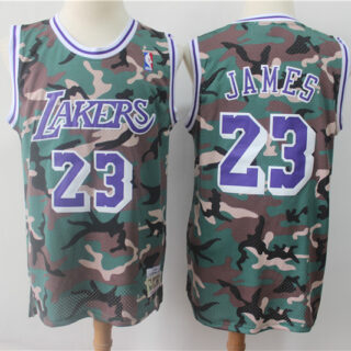 Lakers 23 Lebron James Camo 2018-19 Hardwood Classics Jersey