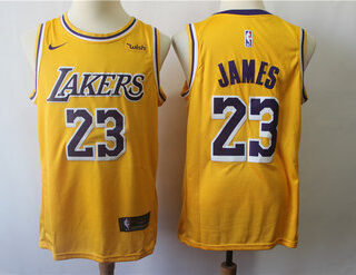 Lakers 23 Lebron James Gold 2018-19 Nike Swingman Jersey