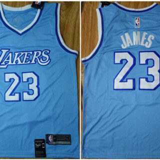 Lakers 23 Lebron James Light Blue Nike Swingman Jersey