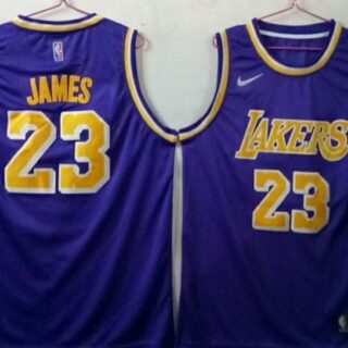 Lakers 23 Lebron James Purple Nike Swingman Jersey