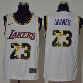 Lakers 23 Lebron James White Player Name Nike Swingman Fashion Jersey