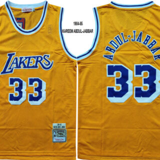 Lakers 33 Abdul Jabbar Yellow 1984-85 Hardwood Classics Jersey