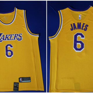 Lakers 6 Lebron James Yellow Nike Swingman Jersey