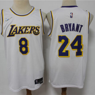 Lakers 8 & 24 Kobe Bryant White Nike Diamond 75th Anniversary City Edition Swingman Jersey