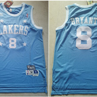 Lakers 8 Kobe Bryant Light Blue Hardwood Classics Jersey