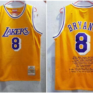 Lakers 8 Kobe Bryant Yellow 1996-97 Hardwood Classics Jersey