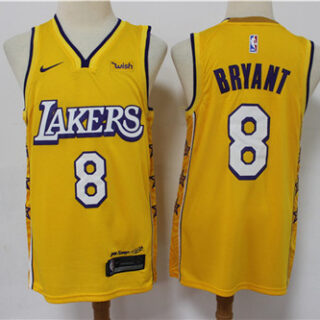 Lakers 8 Kobe Bryant Yellow 2020 City Edition Nike Swingman Jersey
