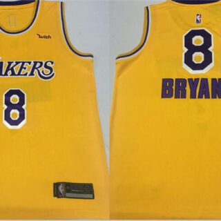 Lakers 8 Kobe Bryant Yellow KB Patch Swingman Jersey