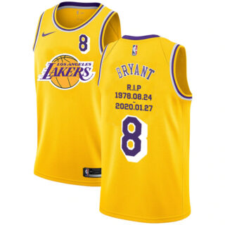 Lakers 8 Kobe Bryant Yellow Nike R.I.P Swingman Jersey 6