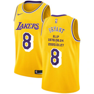 Lakers 8 Kobe Bryant Yellow Nike R.I.P Swingman Jerseys 5