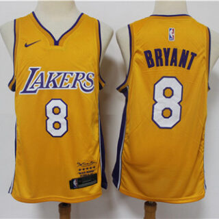 Lakers 8 Kobe Bryant Yellow Nike Swingman Jersey