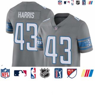 Lions #43 Will Harris Gray Men's Stitched Football Limited Rush Jersey