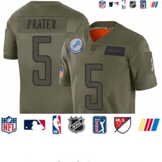 Lions #5 Matt Prater Camo Men's Stitched Football Limited 2019 Salute To Service Jersey