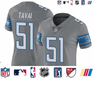 Lions #51 Jahlani Tavai Gray Women's Stitched Football Limited Rush Jersey
