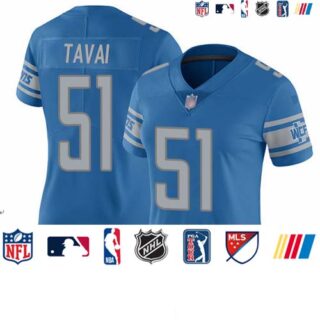Lions #51 Jahlani Tavai Light Blue Team Color Women's Stitched Football Vapor Untouchable Limited Jersey