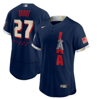 Los Angeles Angels #27 Mike Trout 2021 Navy All-Star Flex Base Stitched MLB Jersey