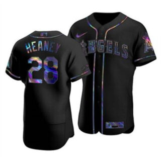 Los Angeles Angels #28 Andrew Heaney Men's Nike Iridescent Holographic Collection MLB Jersey - Black