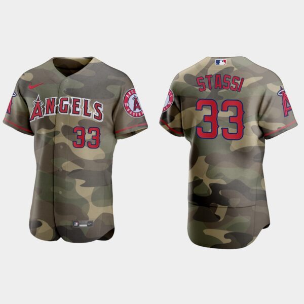 Los Angeles Angels #33 Max Stassi Men's Nike 2021 Armed Forces Day Authentic MLB Jersey -Camo