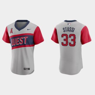 Los Angeles Angels #33 Max Stassi Men's Nike Gray 2021 Little League Classic Authentic MLB Jersey