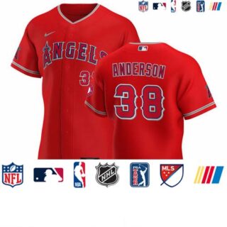 Los Angeles Angels #38 Justin Anderson Men's Nike Red Alternate 2020 Authentic Player MLB Jersey