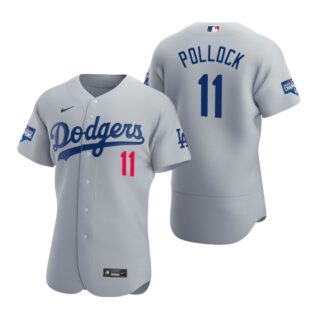 Los Angeles Dodgers 11 A.J. Pollock Gray 2020 World Series Champions Authentic Jersey