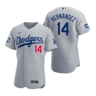 Los Angeles Dodgers 14 Enrique Hernandez Gray 2020 World Series Champions Authentic Jersey
