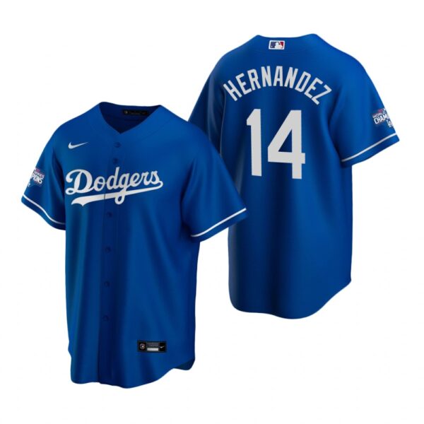 Los Angeles Dodgers 14 Enrique Hernandez Royal 2020 World Series Champions Replica Jersey