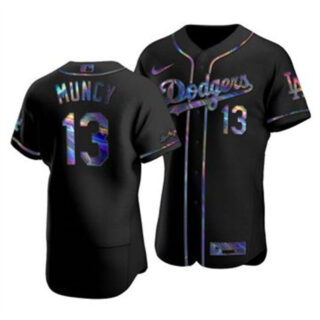 Los Angeles Dodgers #13 Max Muncy Men's Nike Iridescent Holographic Collection MLB Jersey - Black