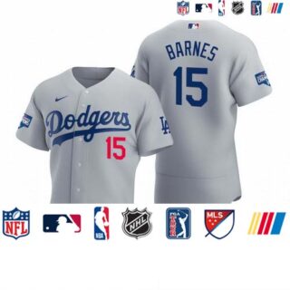 Los Angeles Dodgers #15 Austin Barnes Gray 2020 World Series Champions Flexbase Jersey