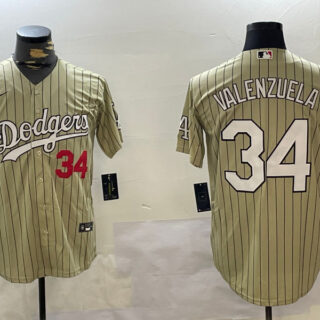 Los Angeles Dodgers #34 Fernando Valenzuela Authentic Collection Stitched MLB Jersey