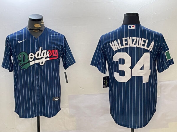 Los Angeles Dodgers #34 Fernando Valenzuela blue Authentic Collection Stitched MLB Jerseys