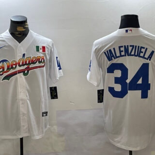 Los Angeles Dodgers #34 Fernando Valenzuela white Authentic Collection Stitched MLB Jersey