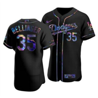 Los Angeles Dodgers #35 Cody Bellinger Men's Nike Iridescent Holographic Collection MLB Jersey - Black