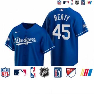 Los Angeles Dodgers #45 Matt Beaty Royal 2020 World Series Champions Replica Jersey