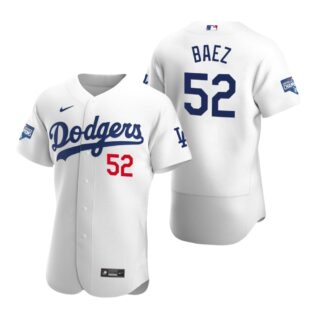 Los Angeles Dodgers #52 Pedro Baez White 2020 World Series Champions Authentic Jersey