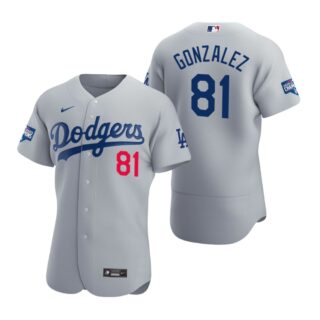 Los Angeles Dodgers #81 Victor Gonzalez Gray 2020 World Series Champions Authentic Jersey