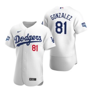 Los Angeles Dodgers #81 Victor Gonzalez White 2020 World Series Champions Authentic Jersey