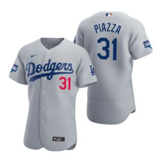 Los Angeles Dodgers 31 Mike Piazza Gray 2020 World Series Champions Authentic Jersey
