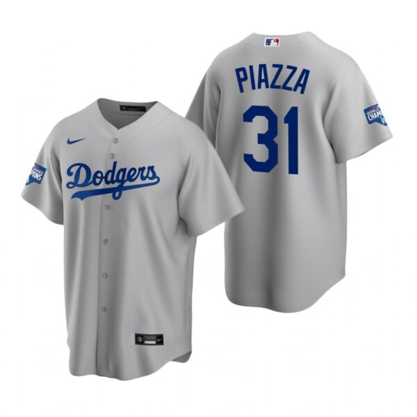 Los Angeles Dodgers 31 Mike Piazza Gray 2020 World Series Champions Replica Jersey