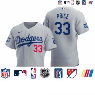 Los Angeles Dodgers 33 David Price Gray 2020 World Series Champions Authentic Jersey