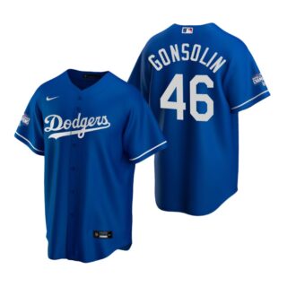 Los Angeles Dodgers 46 Tony Gonsolin Royal 2020 World Series Champions Replica Jersey